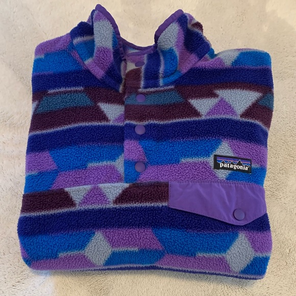 Patagonia Lightweight Synchilla Snap-T Fleece Pullover Purple Blue Aztec print - Picture 15 of 17